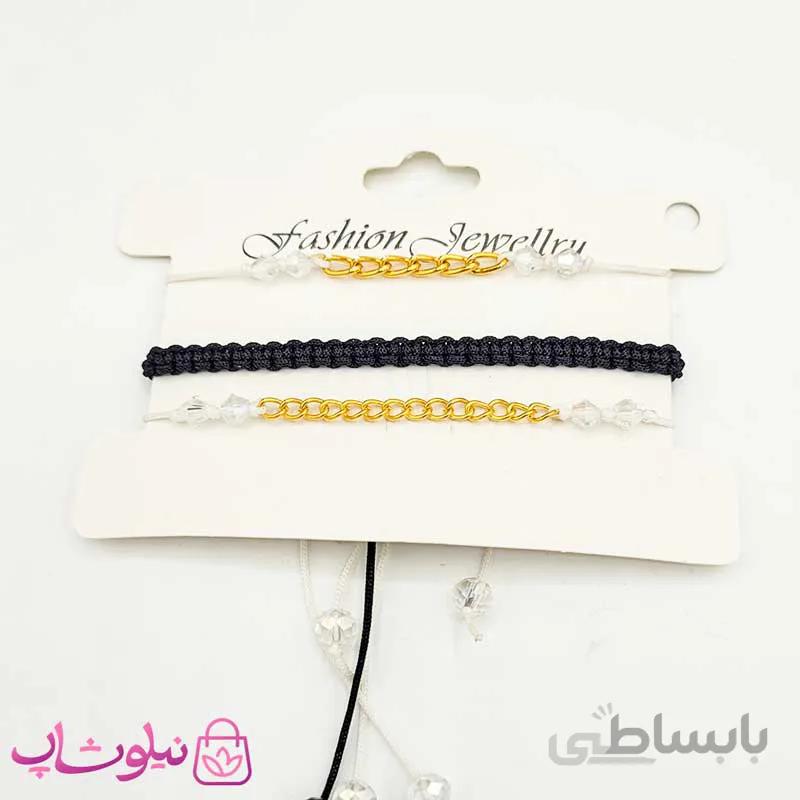 پابند دخترانه سه ردیفه مشکی سفید