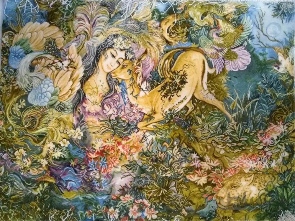 تابلو فرش نفیس ایرانی- دست بافت-مینیاتور- چرخه هستی ا Iranian Pictorial Carpet- Handmade- Persian Miniature- Circle of Existence