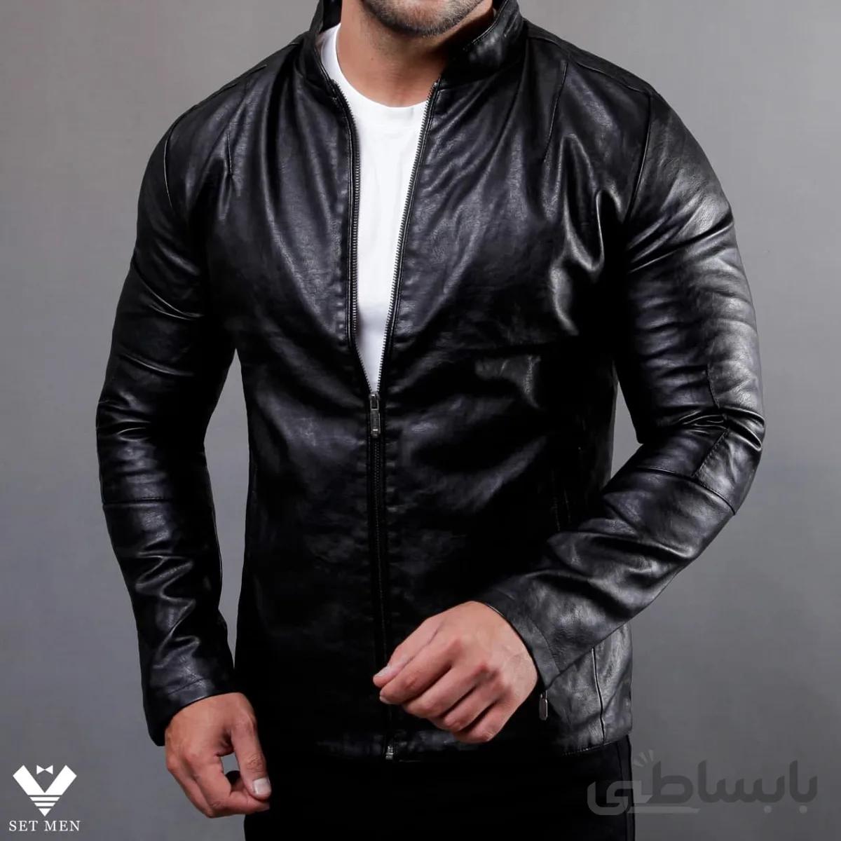 کاپشن چرم یقه 2خط cch108