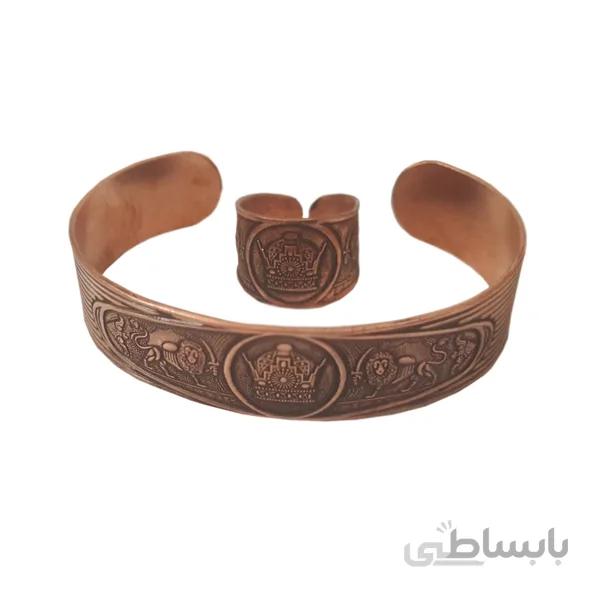 نیم ست مسی پهن با طرح شیر و تاج کد JW101.2