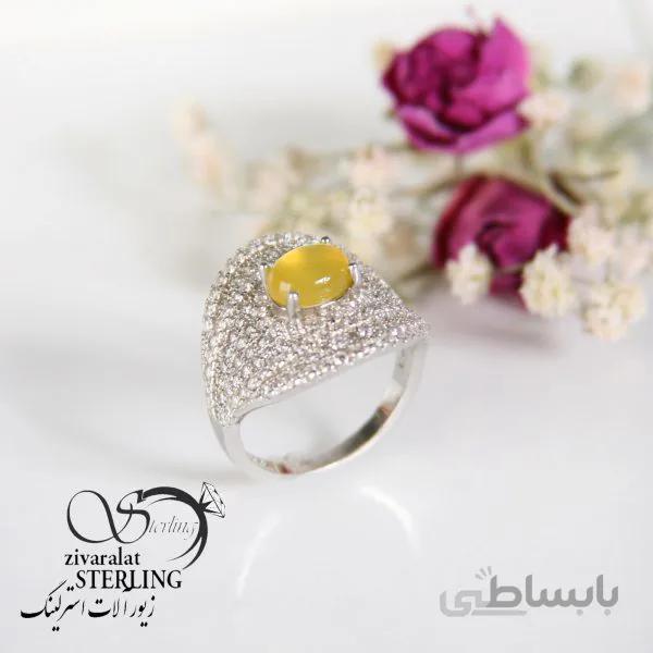 انگشتر نقره زنانه با نگین شرف الشمس کد 181430