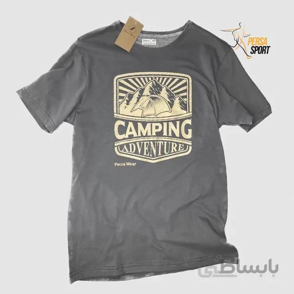 تیشرت آستین کوتاه پرساویر مدل Camping Adventure Grey