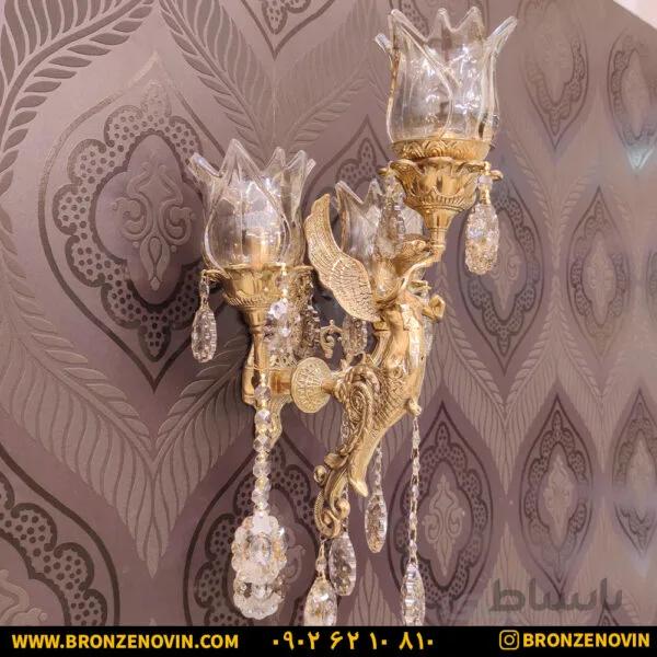 لوستر دیواری برنزی طرح فرشته سه شعله