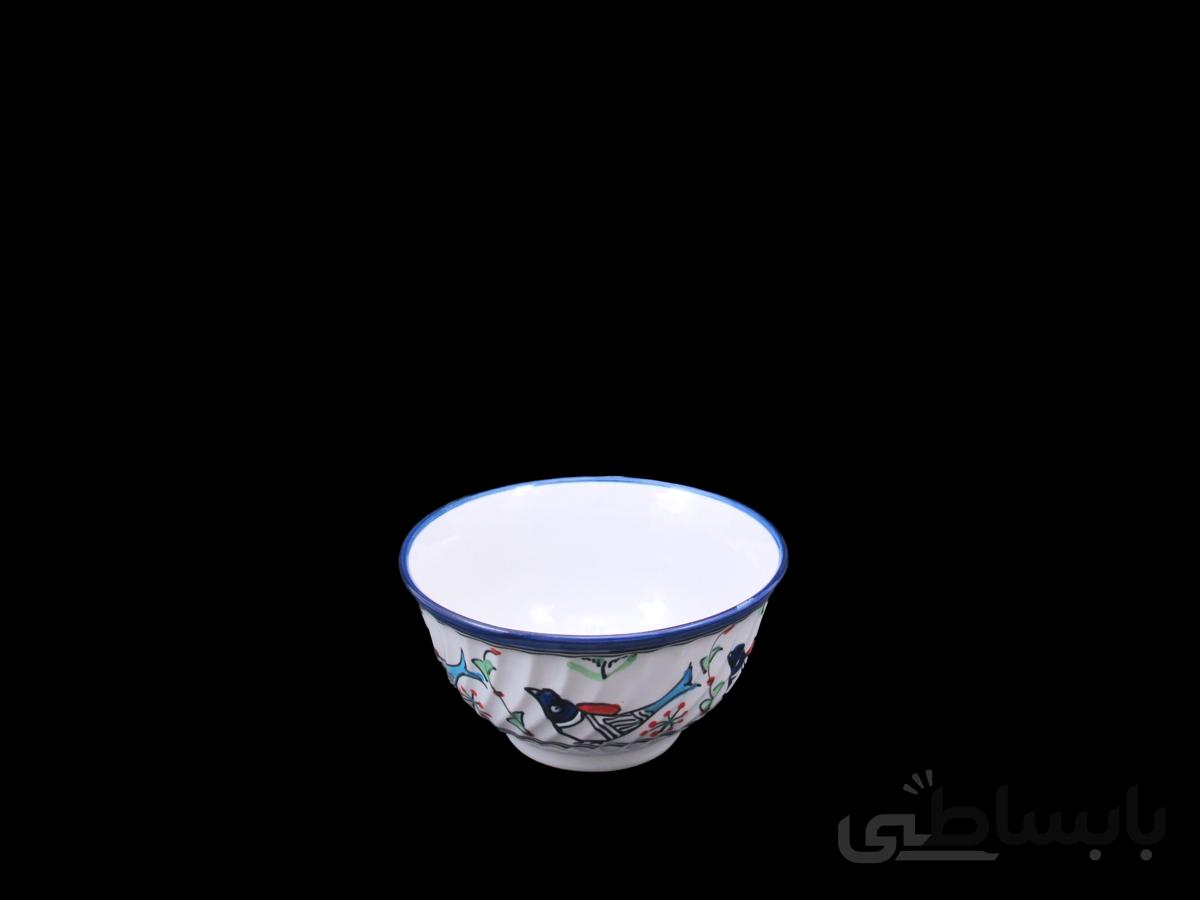 کاسه ترشی خوری ریزه چینی میبد مروارید طرح مرغی رنگی