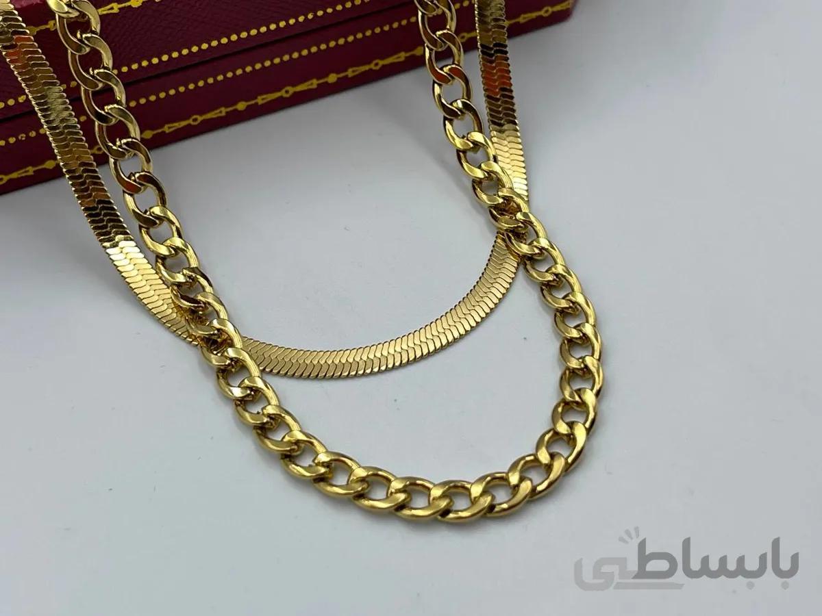 گردنبند ماری و کارتیر با آبکاری طلا