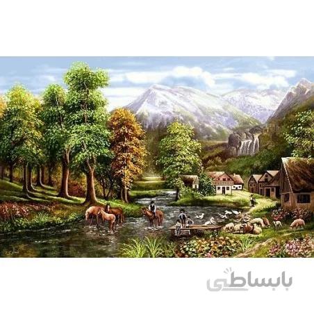 نخ و نقشه تابلو فرش طبیعت کد 19 طرح روستای کوچک