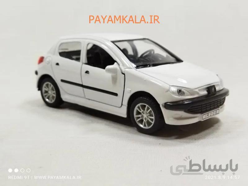 (رینگ اسپرت) اسباب بازی ماشین پژو 206 چراغدار+صدادار سفید