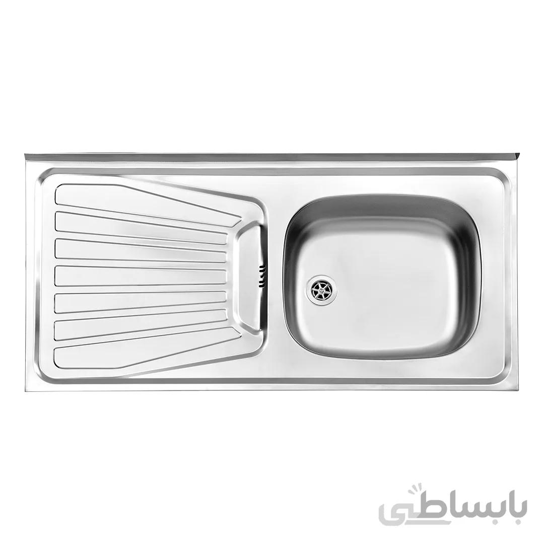 سینک طرح پلاس روکار استیل البرز مدل 165/50 ا ابعاد : 50 × 100 سانتی متر
