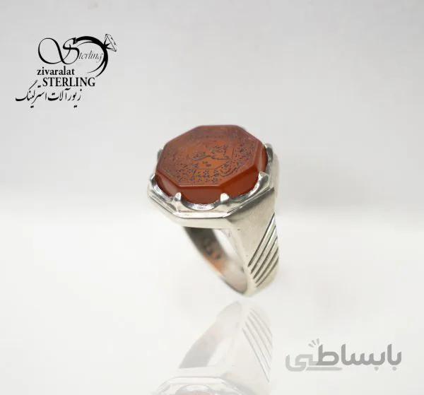 انگشتر نقره مردانه با سنگ عقیق کد 180603