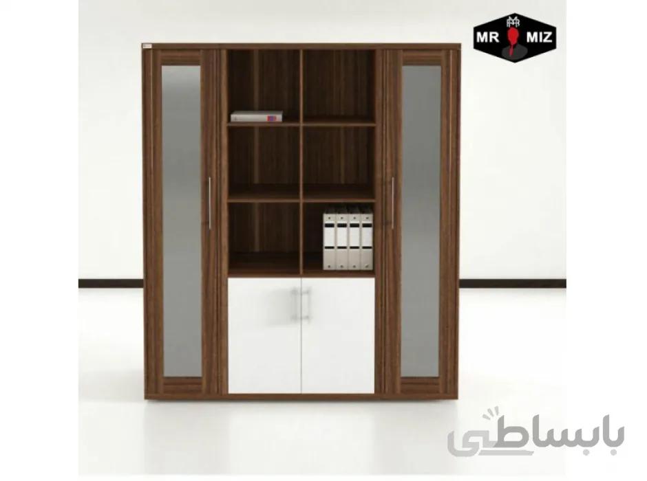 کتابخانه بزرگ سه تکه درب دار شیشه ای کدd188
