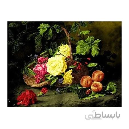 نخ و نقشه تابلو فرش گل کد 29 طرح رزهای زرد