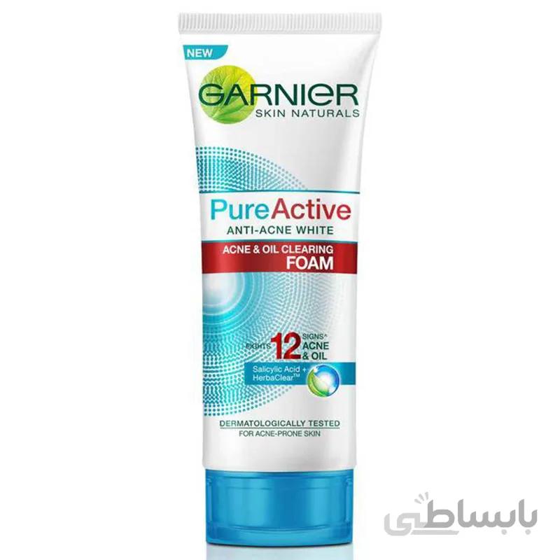 فوم شستشوی گارنیه-گارنیر ضد جوش پیور اکتیو Garnier Pure Active Anti Acne White Foam