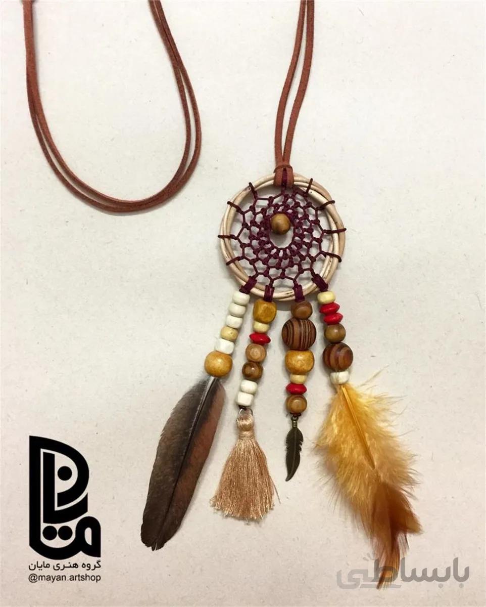 آویز دریم کچر حلقه چوبی 009 ا wooden ring dream catcher 009