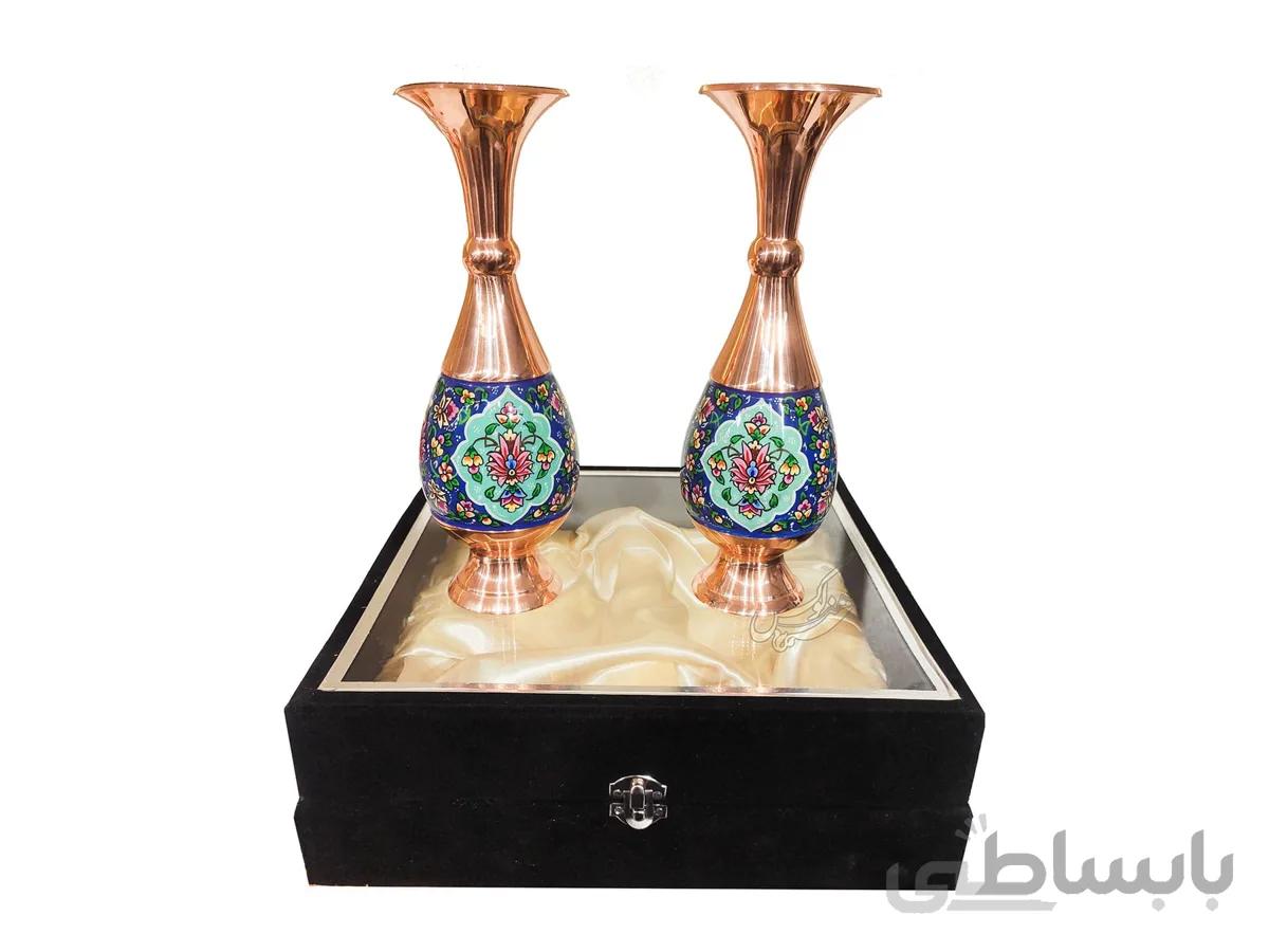 ست گلدان مس و نقاشی 25 سانتی
