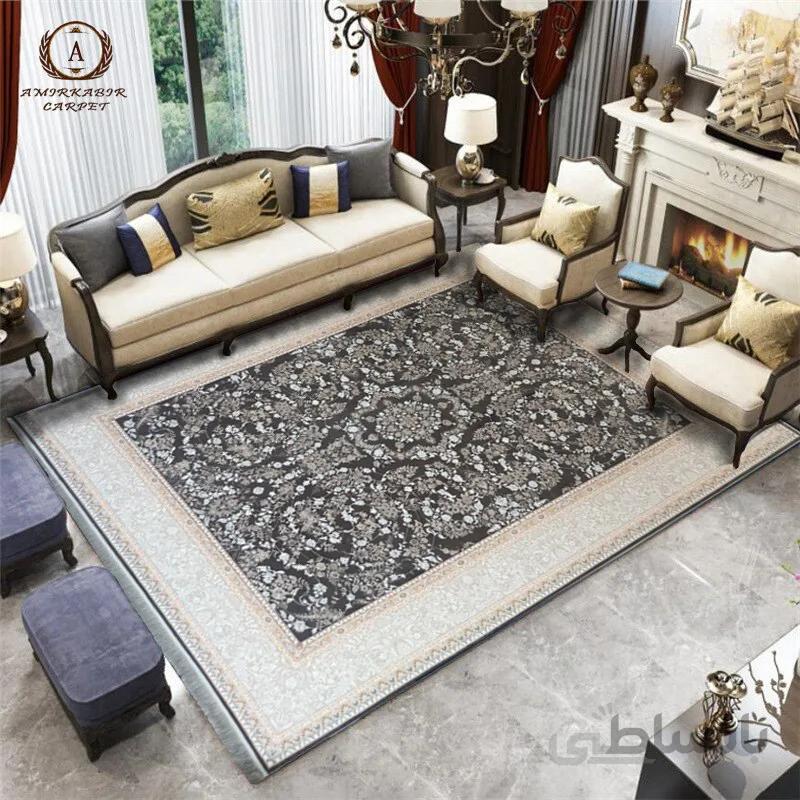 فرش ماشینی 1200 شانه برجسته تراکم 3600 طرح آتنا دودی