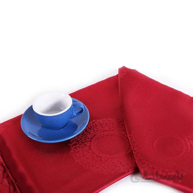 رومیزی ژاگارد 12 نفره مستطیل طرح رمانس زرشکی