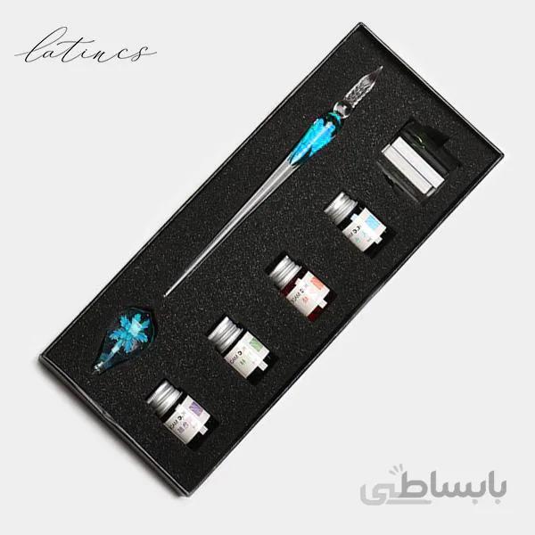 ست قلم شیشه‌ای گل آسمانی ویژه