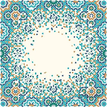 رومیزی مخمل مربع طرح مراکشی فیروزه ای