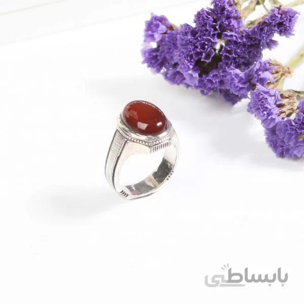 انگشتر نقره مردانه با سنگ عقیق اصل ساده کوچک