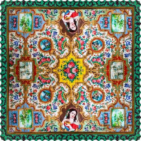 رومیزی مخمل مربع کاشی نارنجستان