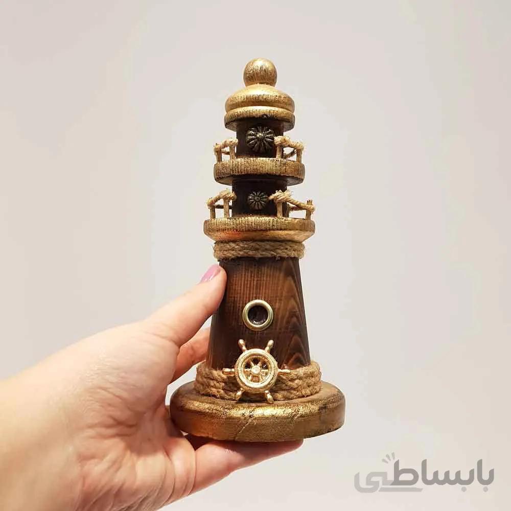 فانوس دریایی چوبی کوچک رنگ چوب لوکه