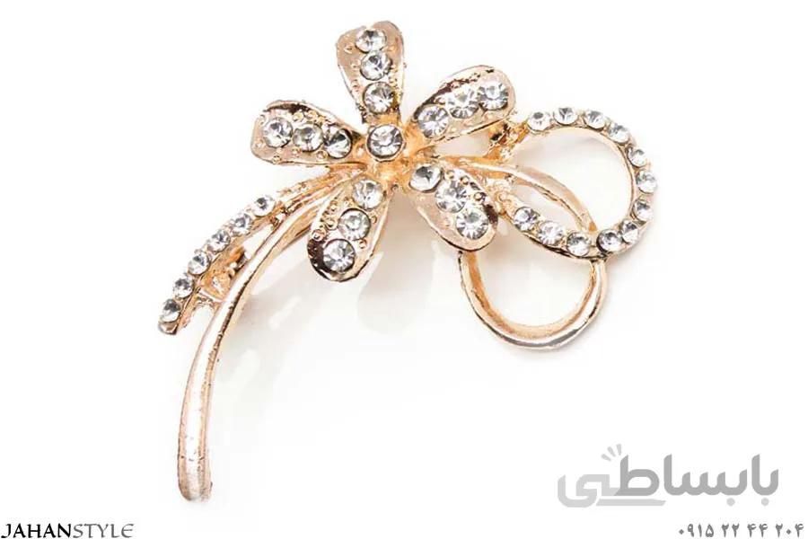 گل سینه نگین دار طرح گل
