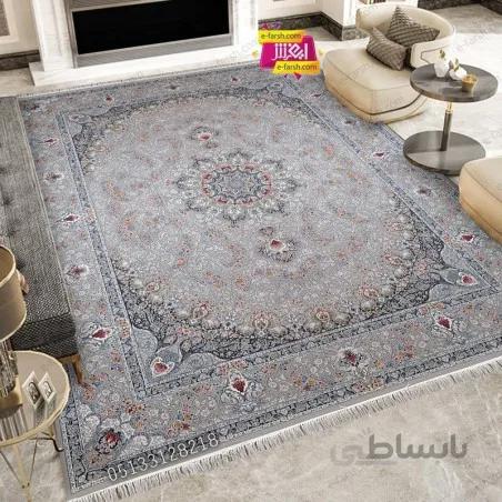 فرش ماشینی زمرد مشهد طرح 55007 صدفی گل برجسته