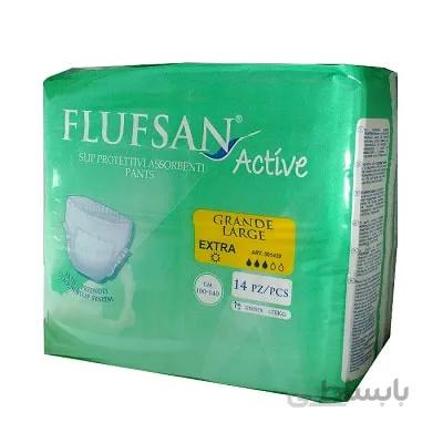 پوشینه بزرگسال شورتی مدل اکسترا سایز بزرگ فلوفسان اکتیو 14 عددی ا Flufsan Active Slip Protettivi Assorbenti Pants