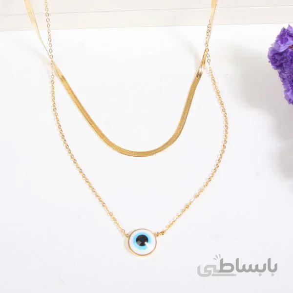 گردنبند زنانه دو زنجیر مدل چشم