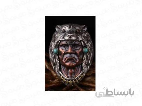 انگشتر طرح سرخپوست و گرگ 12476