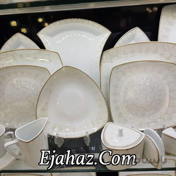 سرویس غذاخوری 12 نفره 105 پارچه چینی پردیس قالب پاریس طرح شقایق طلایی 215B