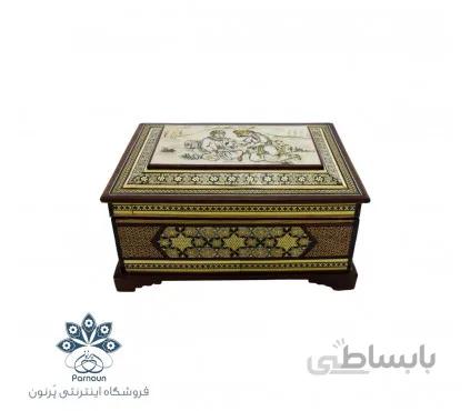 جعبه جواهرات خاتم اندازه متوسط با طرح زیبای مینیاتور