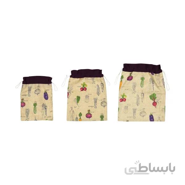 کیسه سبزی چاپی رزین تاژ طرح تربچه 3عددی