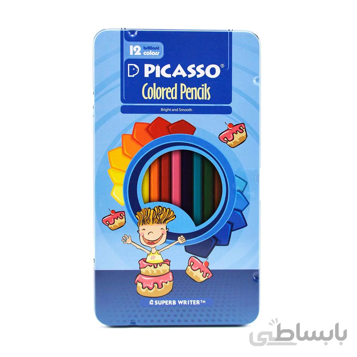 مداد رنگی 12رنگ پیکاسو (Picasso) جعبه فلزی