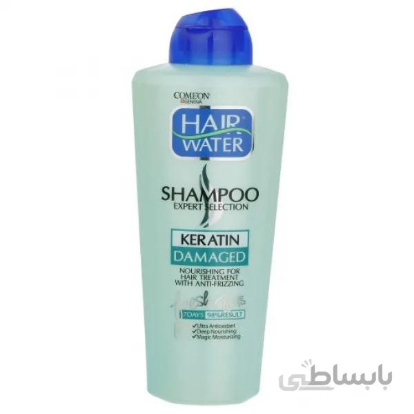 شامپو کامان سری Hair Water مدل Keratin Damaged حجم 400 میلی لیتر ا comeon hair water shampoo expert selection Keratin Damaged 400ml کد 321098