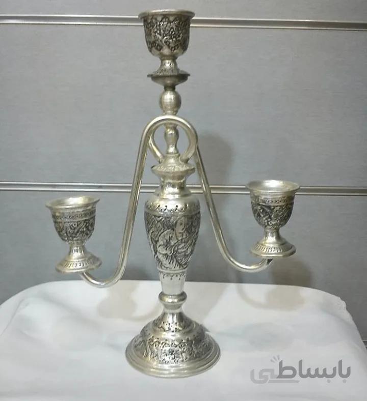 جفت شمعدان سه شاخه و پنج شاخه نقره نما کد ۱۰۱۱۲۵