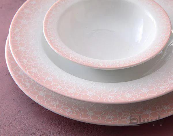 سرویس غذاخوری 28 پارچه چینی زرین ایران سری ایتالیا اف مدل ساکورا صورتی ( Sakora Pink ) درجه یک