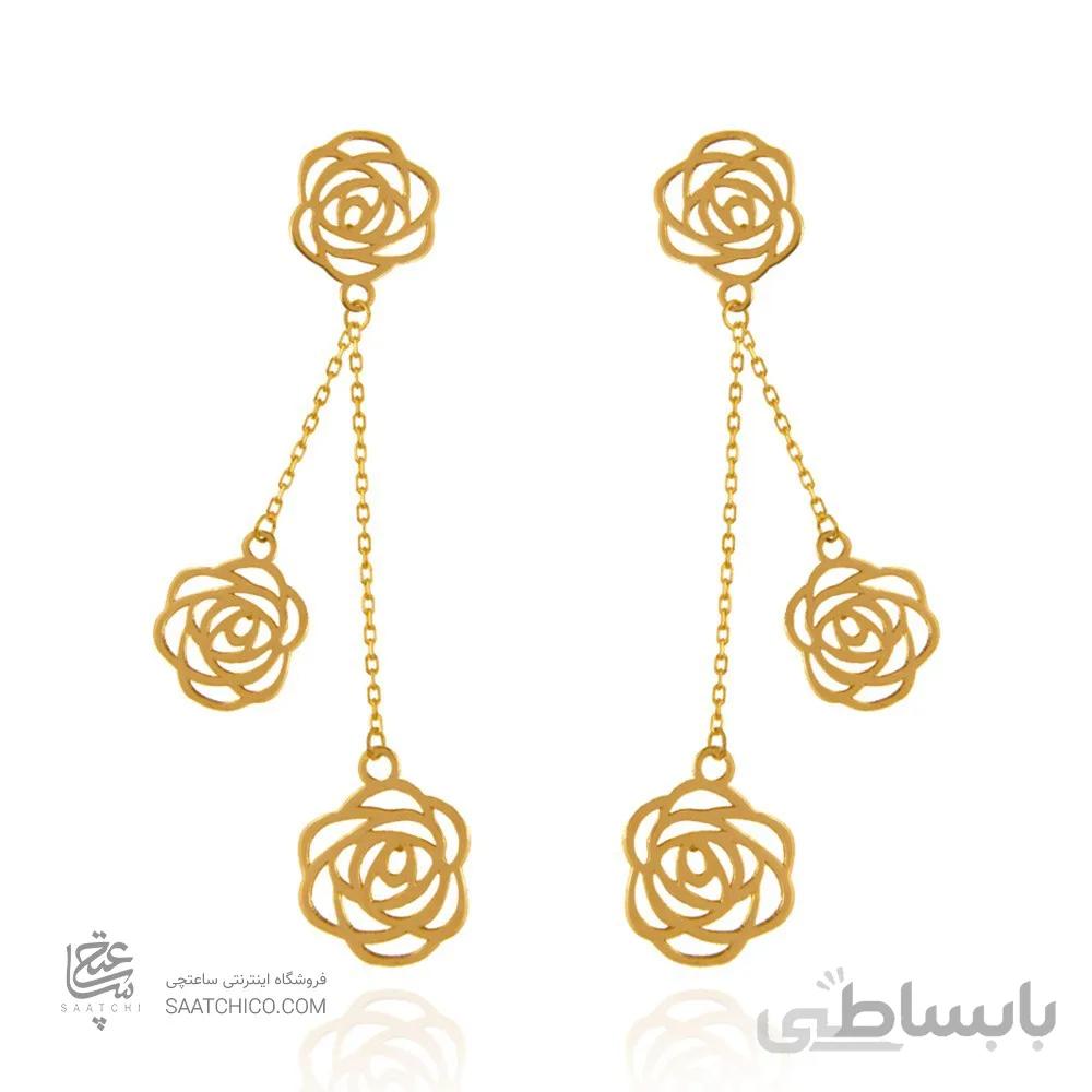 گوشواره طلا طرح گل شنل کد LE612