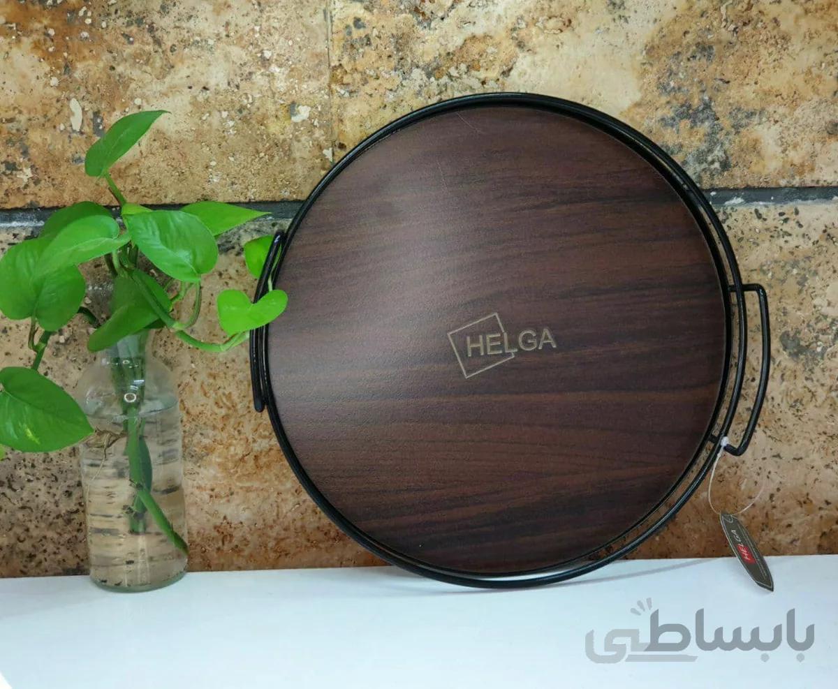 سینی فلزی کف چوبی بزرگ