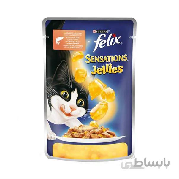 پوچ گربه با طعم ماهی سالمون طلایی فلیکس پورینا –Purina Felix Sensations Jellies Salmon Pouch