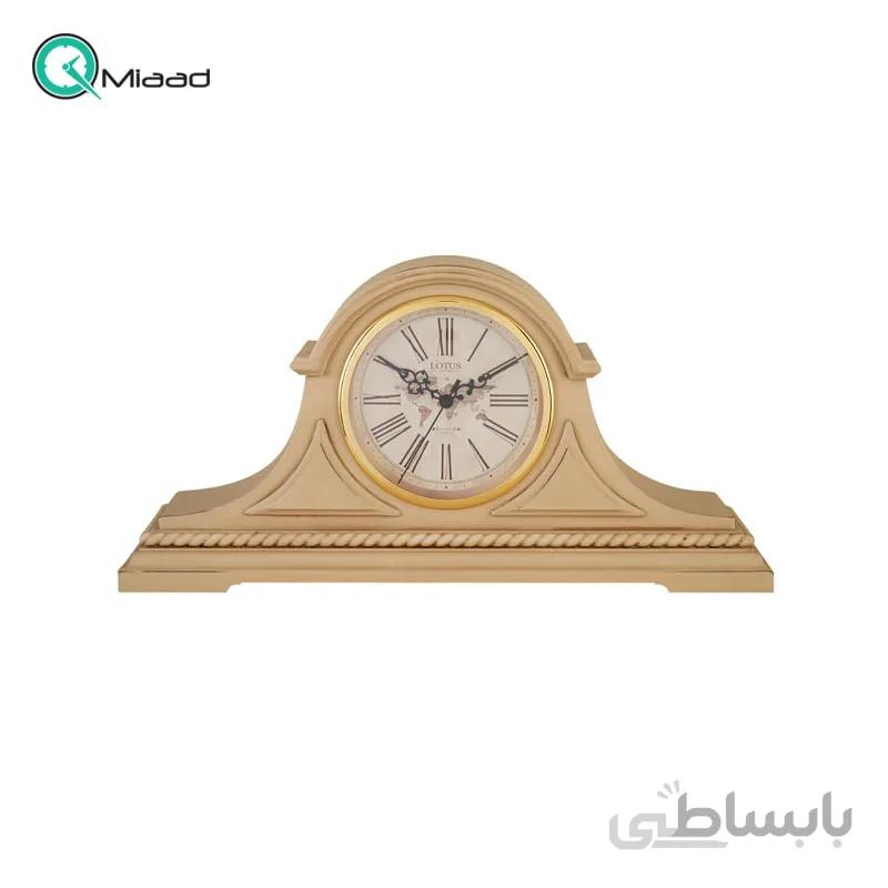 ساعت رومیزی چوبی لوتوس مدل 5508 کرم پتینه