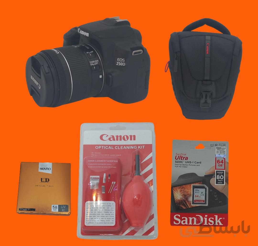 پکیج ویژه دوربین عکاسی و فیلمبرداری canon 250D kit 18-55mm stm