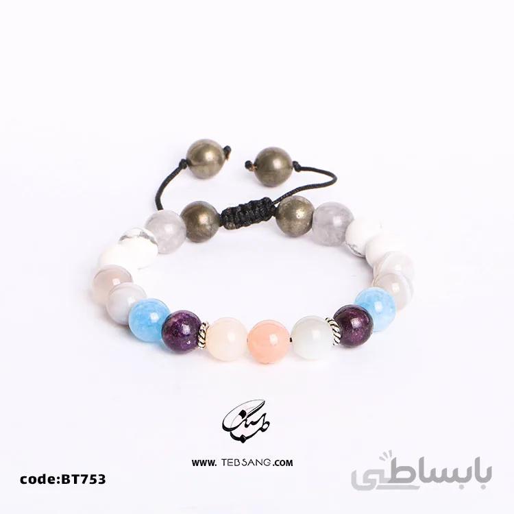 دستبند سنگ آکوآمارین، کوارتز، عقیق کد BT-753