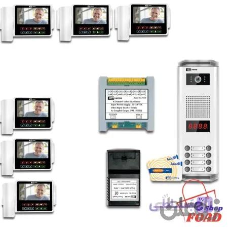 پک درب بازکن تصویری تک نما مدل C70-7V مجموعه 8عددی ( 7 واحدی 7اینچ با ارتباط داخلی و پنل کارتی )
