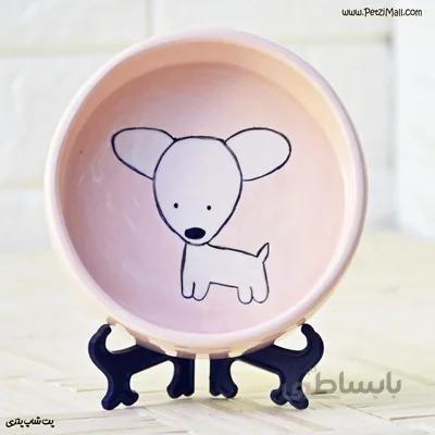 بشقاب سرامیکی سگ رنگ صورتی قطر ۱۶ سانتی متر کد ۵۶۰