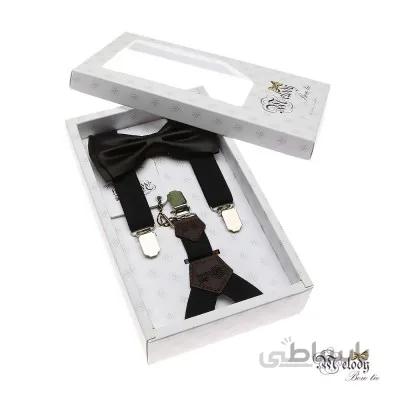 ست پاپیون و ساسبند کش 2 سانت (سیاه)