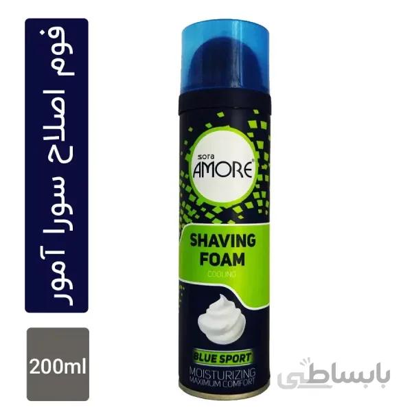 فوم اصلاح مردانه سورا آمور مدل Blue Sport (مرطوب کننده) 200 میلی