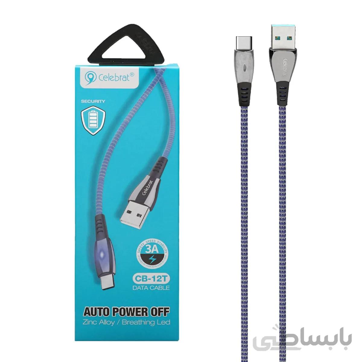 کابل شارژ فست Celebrat Type C مدل CB-12T-آبی-CH