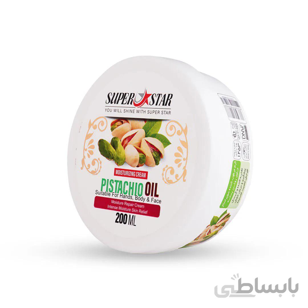 کرم مرطوب کننده کاسه ای حاوی روغن پسته سوپر استار