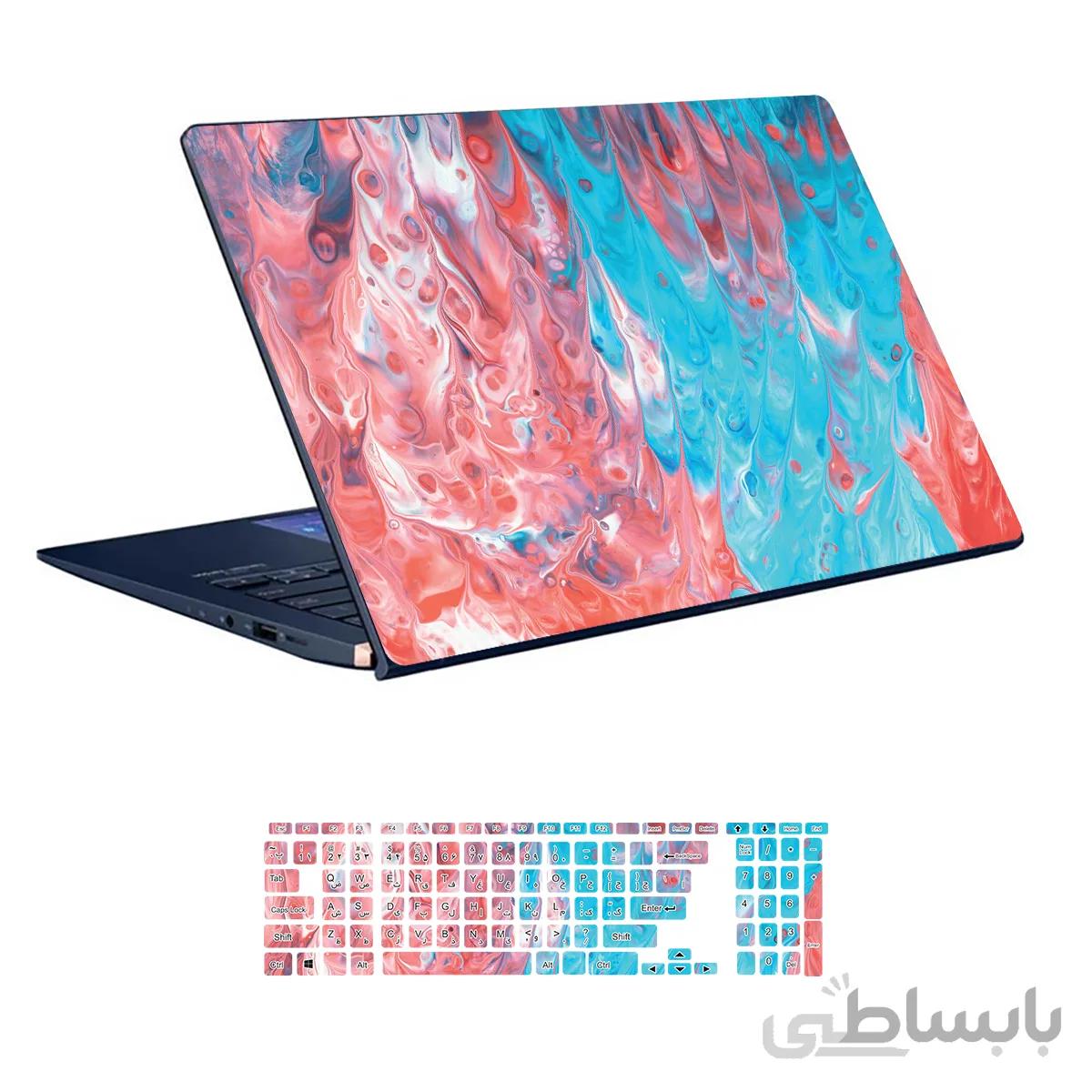 اسکین لپ تاپ طرح Colourful کد ۳۱ به همراه استیکر کیبورد